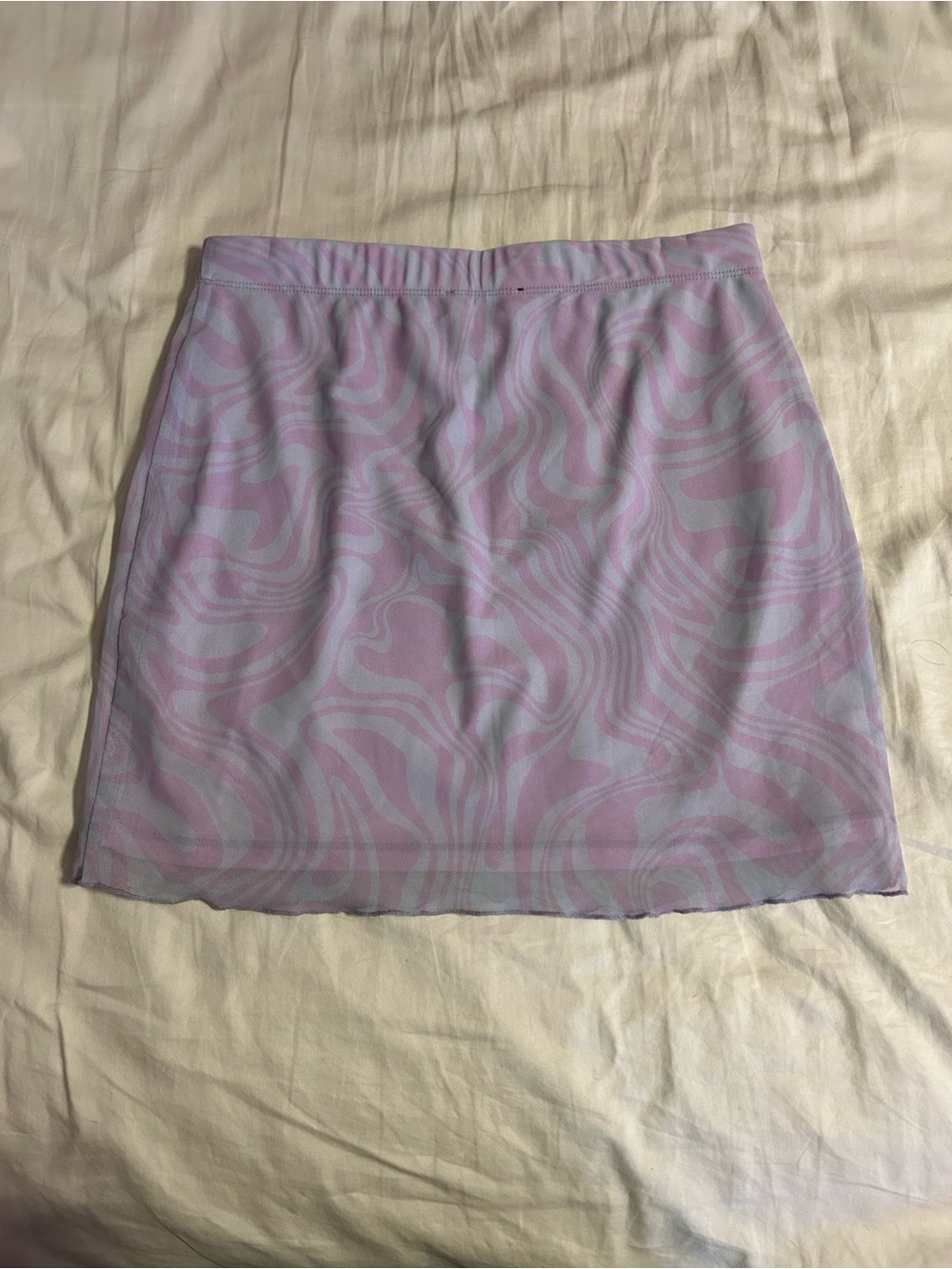 Lilac Swirl Mesh Mini Skirt - Picture 2 of 4